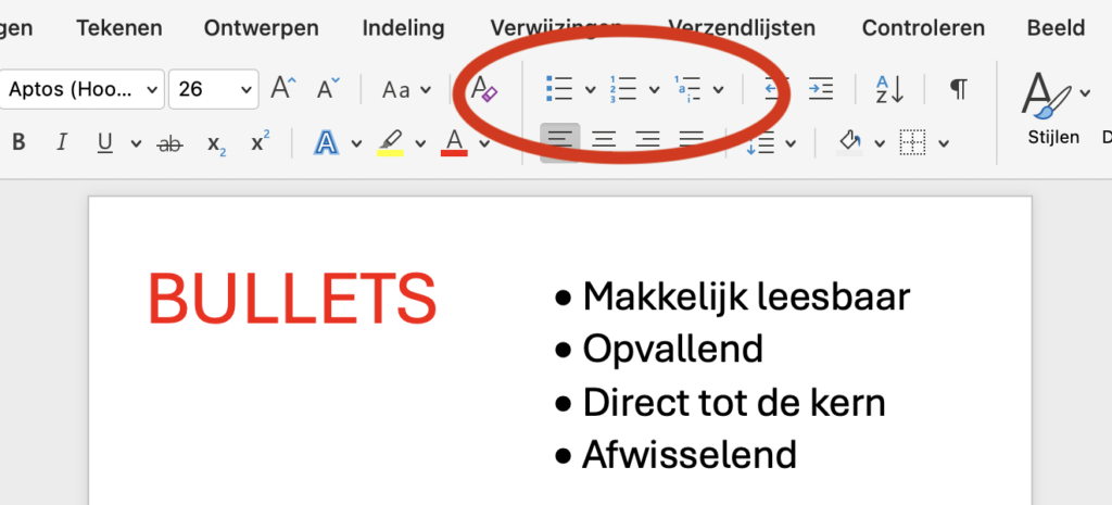 Bullets in je notulen?