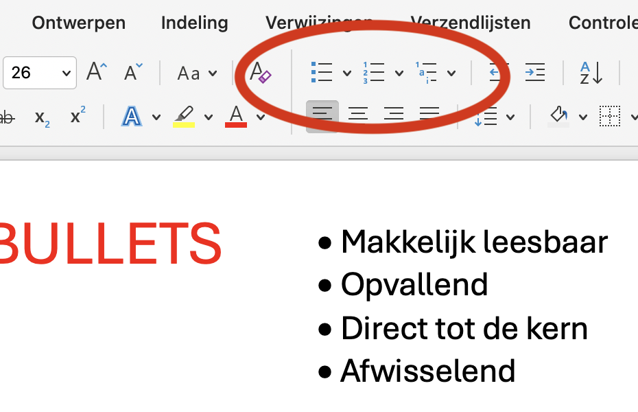 bullets in de notulen